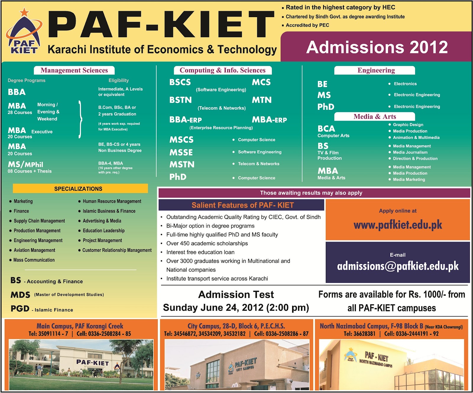 M. Raza Master's Blog PAFKIET Admission 2012