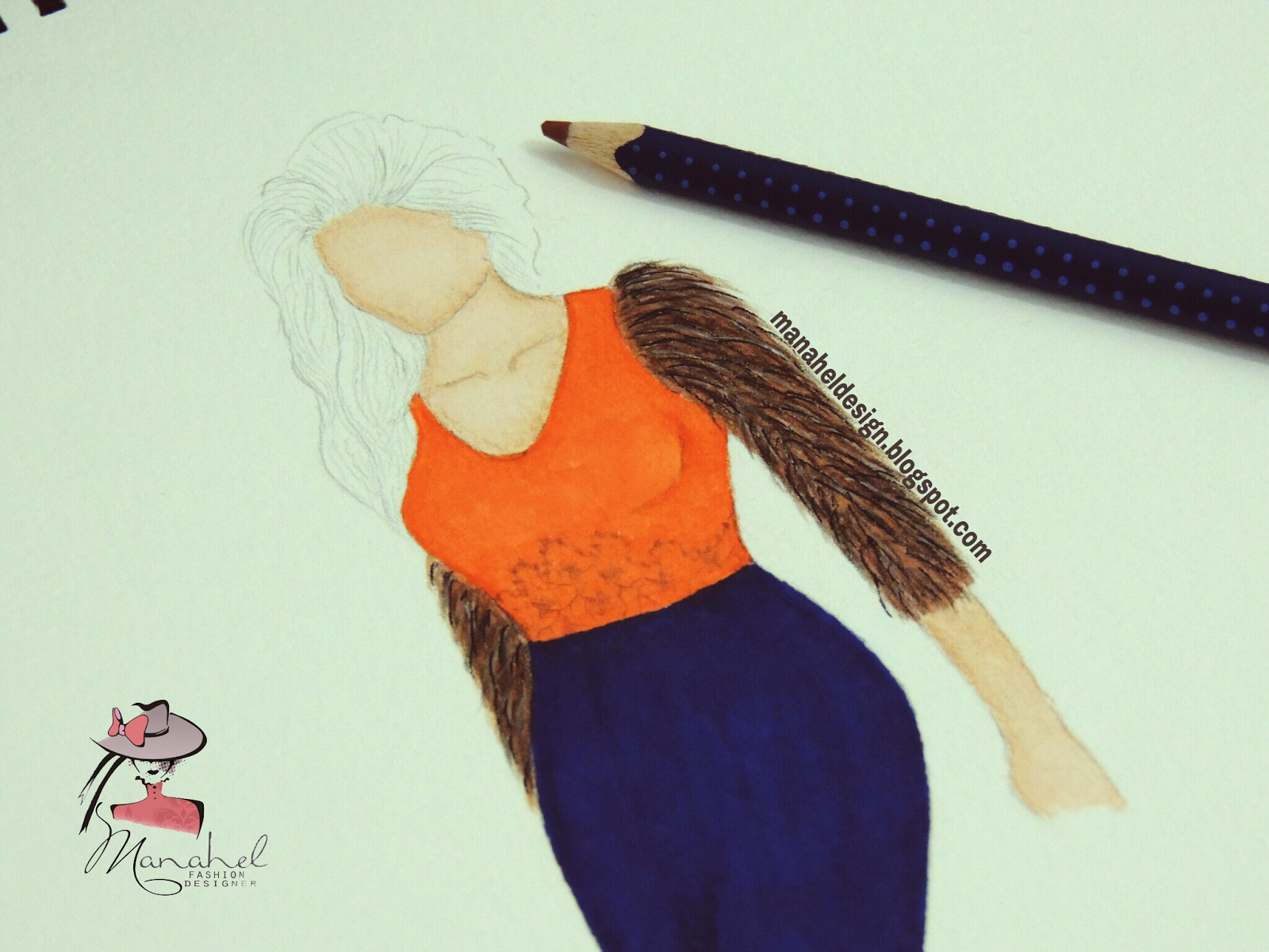 خطوة بخطوة تصميمي باكمام الفرو Step By Step My Fur Sleeves Dress Manahel Design