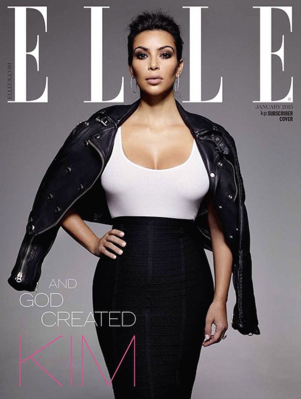 16j1sv9 Kim Kardashian Tones It Down For Elle Uk Magazine Cover Page 