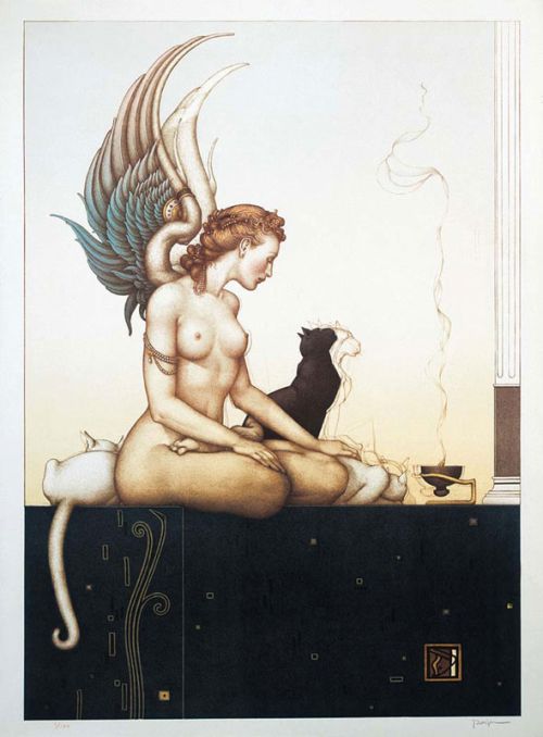 Michael Parkes pinturas litografias esculturas sensuais renascentistas vintage