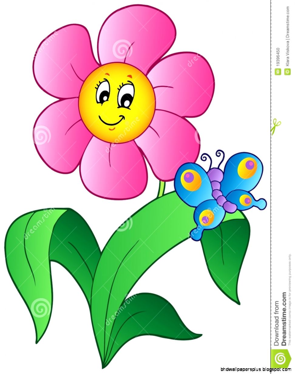 Cartoon Flower With Butterfly Stock Photo Image 19396450 Cartoon Flower With Butterfly Stock Photo Image 19396450