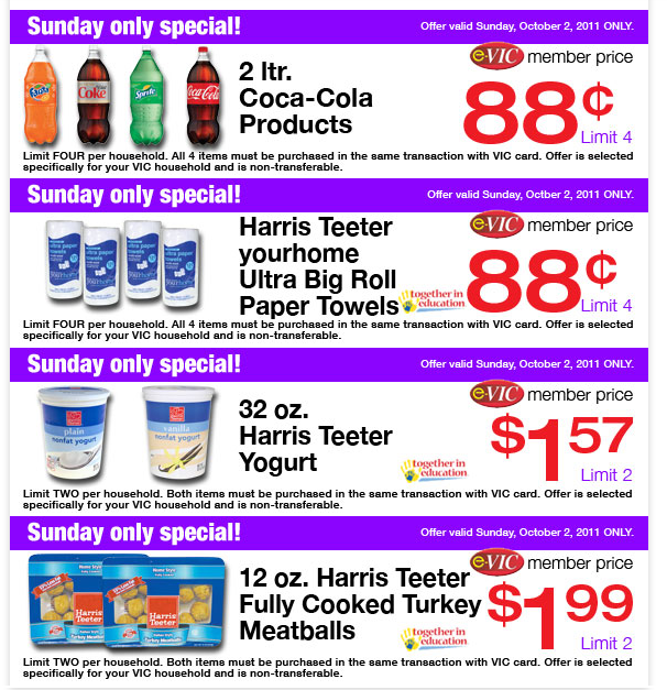 The Thrifty Deafies Harris Teeter eVIC Sunday Specials 10/2