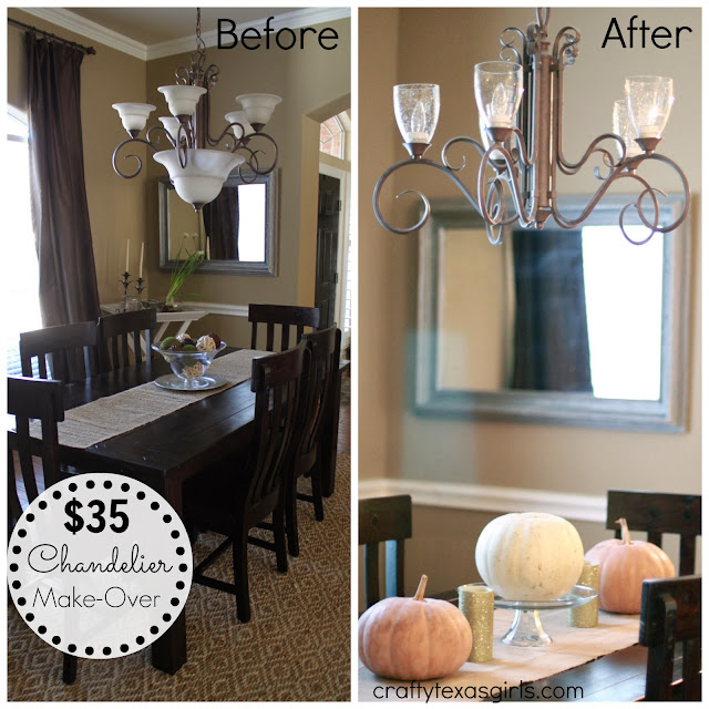 Crafty Texas Girls Chandelier MakeOver for 35 (No Painting Required)
