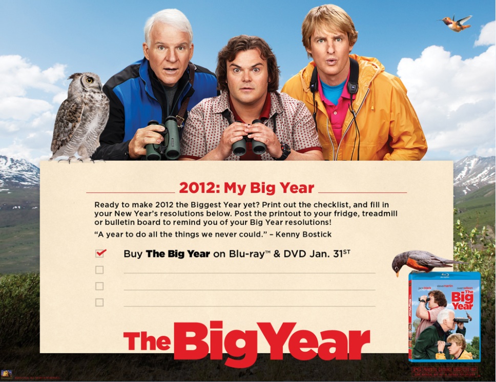 THE BIG YEAR MOVIE 2012 NEW YEARS RESOLUTION CHECK LIST Mama to 6