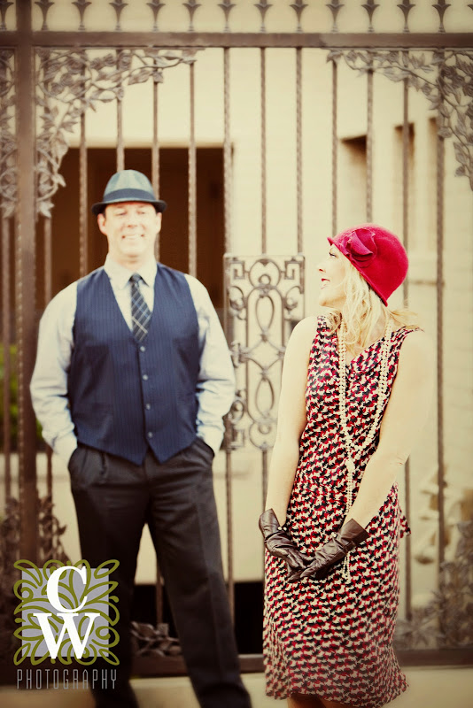 engagement portrait vintage downtown fullerton