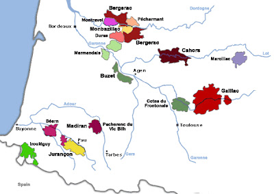 Madiran, Cahors, Bergerac - names to watch.