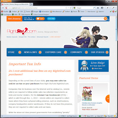 Screen shot of http://www.rightstuf.com/rssite/customerService/tax/.