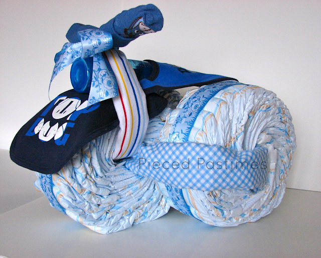 Pieced Pastimes Tricycle Diaper Cake