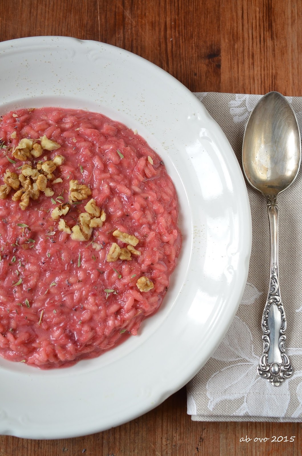 Ab oVo. Blog di ricette Risotto alla barbabietola, taleggio e noci