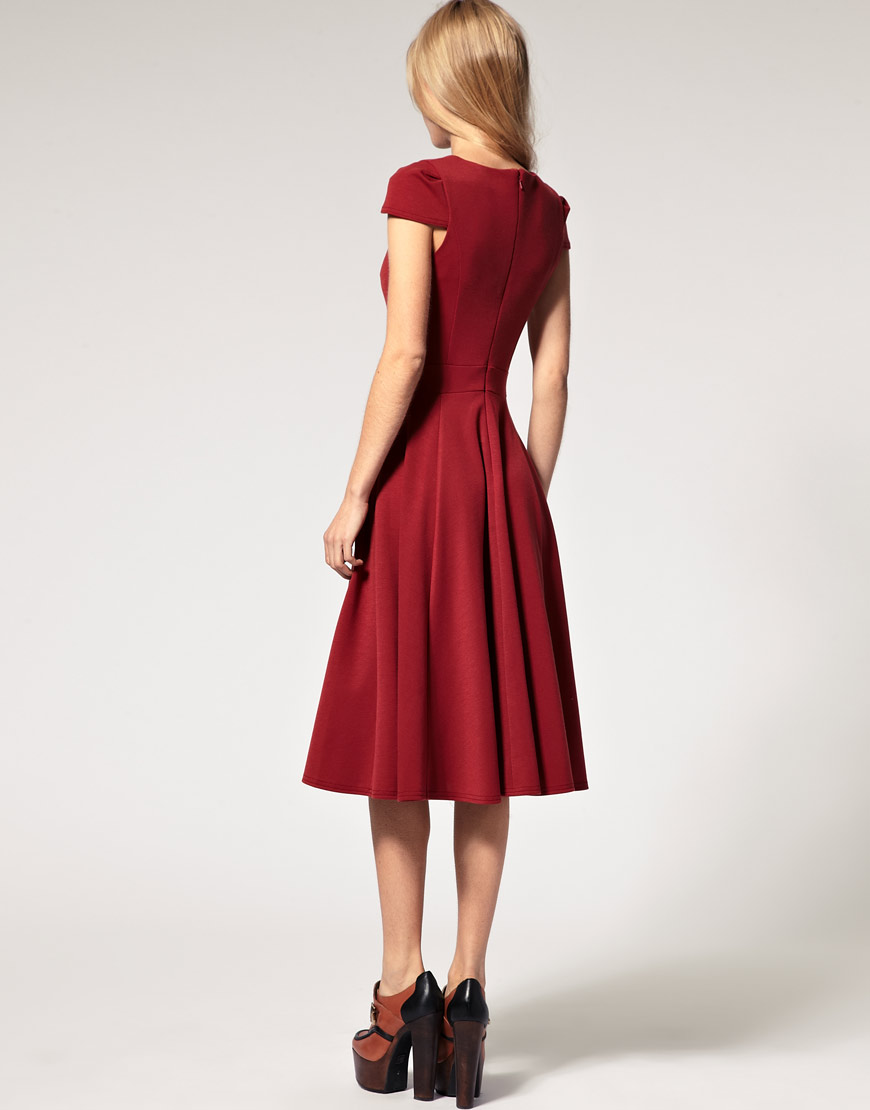 Lush Doodles ASOS Fit and Flare Midi Dress with V Neck