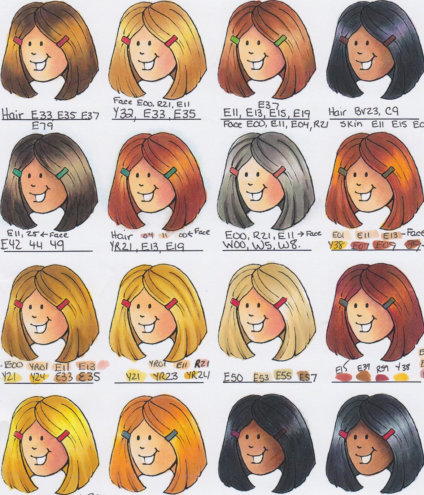 Copic Hair Color Chart