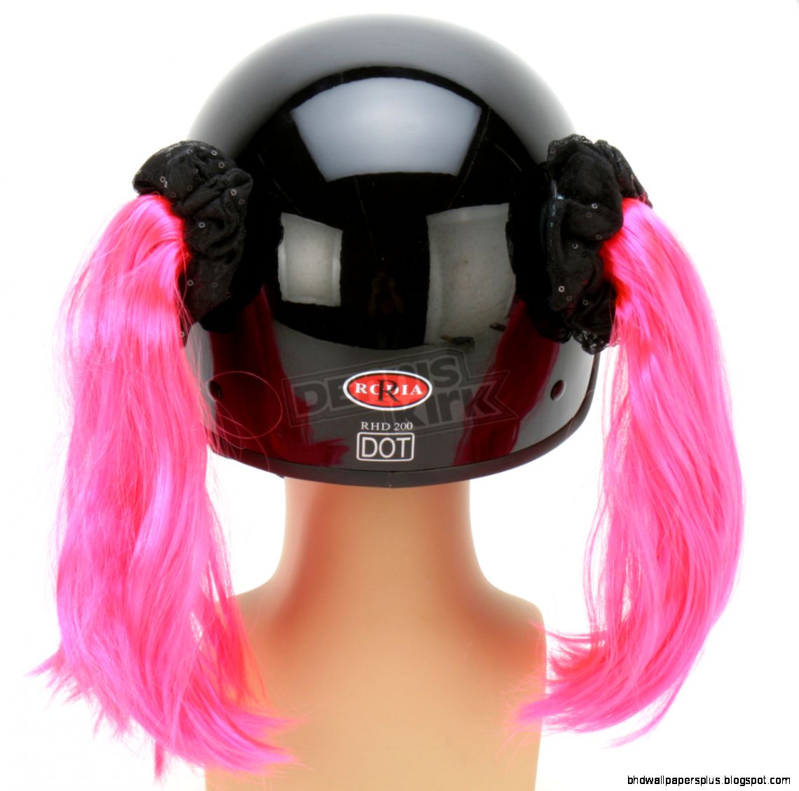 Pink Motorcycle Helmet Pigtails Pink Motorcycle Helmet Pigtails