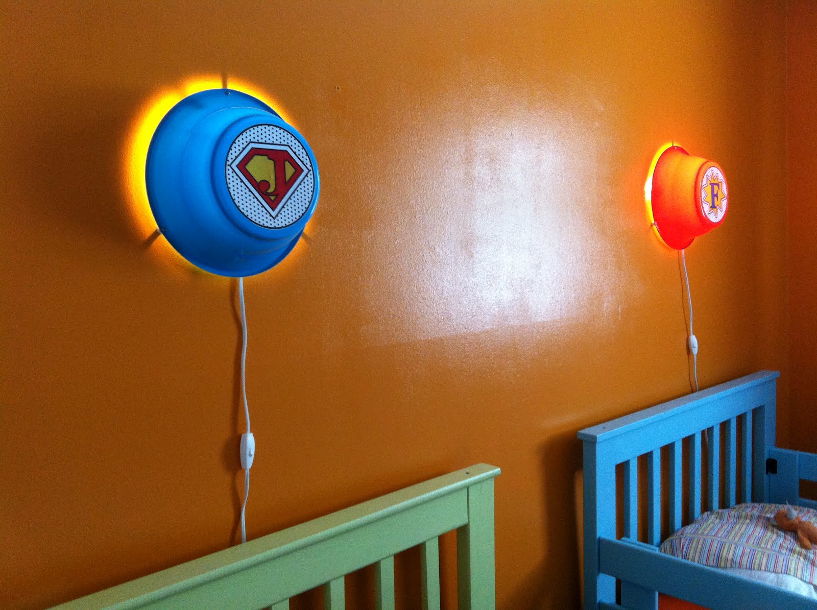 Smila wall lamps into custom kids' super hero night lights IKEA