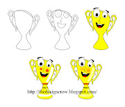 Cartoon trophy in 5 steps. Another example of drawing a cartoon character. (trophy)