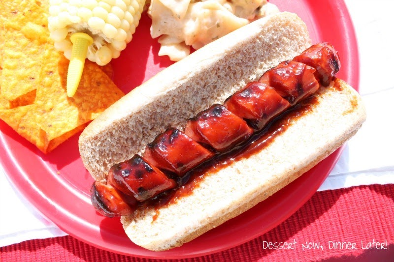 Spiraled BBQ Hot Dogs Dessert Now, Dinner Later!