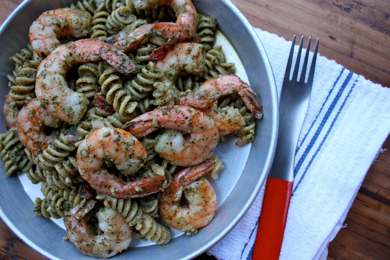 Have Her Over For Dinner Pesto + Sundried Tomato + Shrimp Pasta