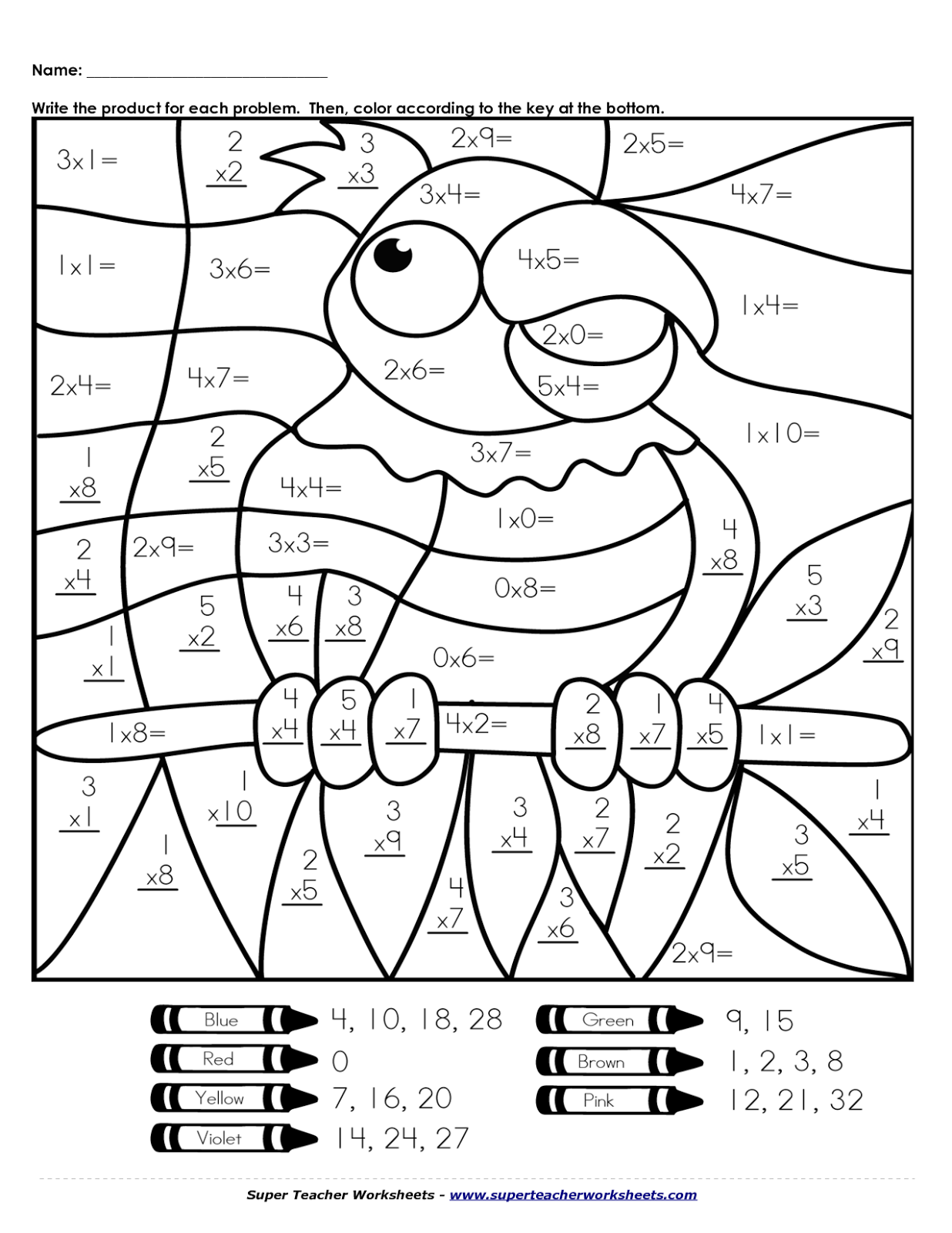 dessin sums  Coloriage imprimer ce1 codé number ks2 multiplication,   magique worksheets a missing