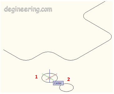 Gambar 07. Klik kiri di tengah objek lingkaran 1 Gambar 07. Klik kiri di tengah objek lingkaran 1