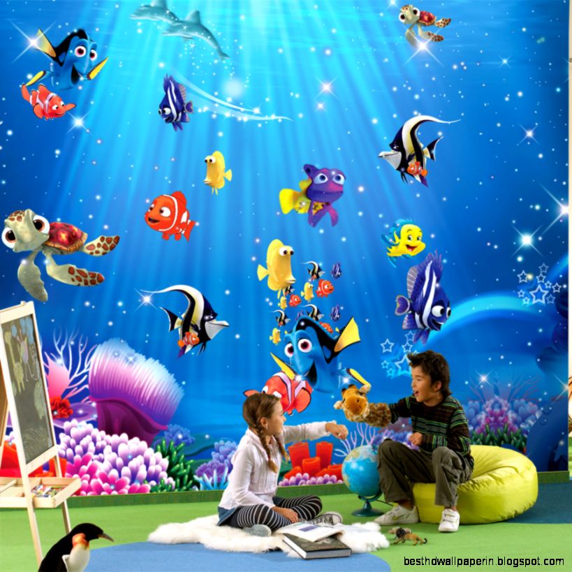Wholesale 3d mural wallpaper with nimo fishes ocean cartoon for Wholesale 3d mural wallpaper with nimo fishes ocean cartoon for