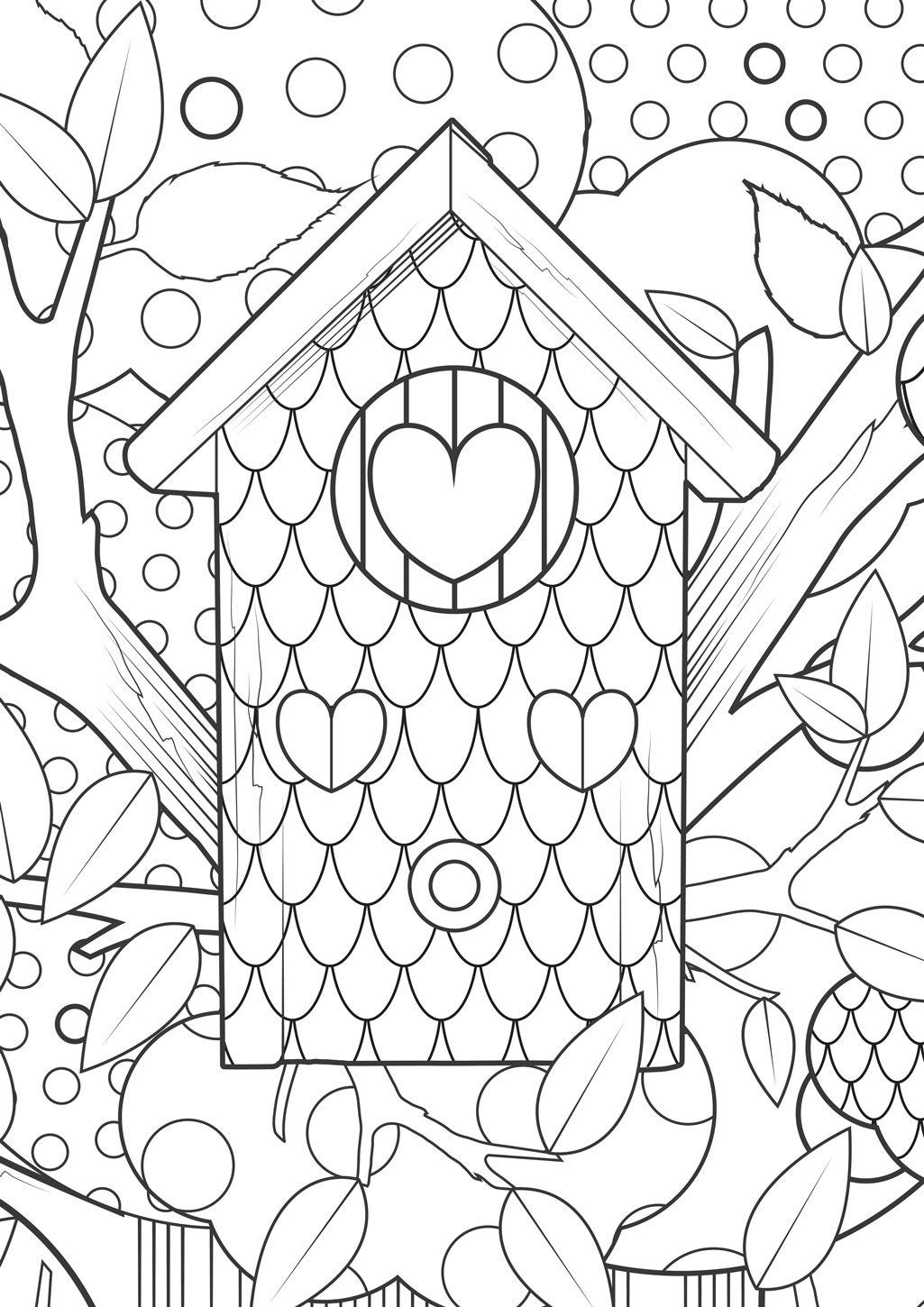 coloring kleurplaat fun adults adult colouring bos sheets printable xl endless hours birdhouse play copy heart cool hart cute bird