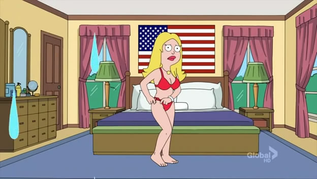 Screenshots from the show American Dad, episode "Hot Water". 