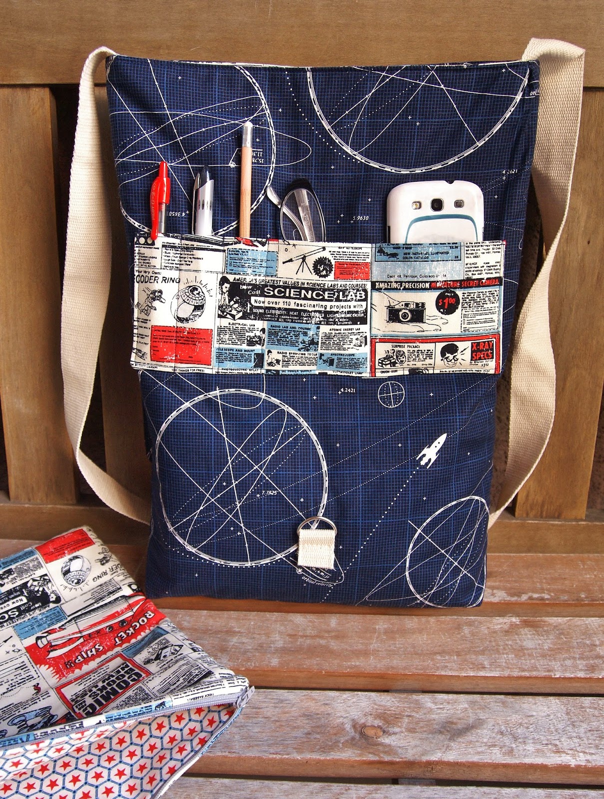 Riley Blake Fabrics Rocket Age Laptop Bag by Fabric Mutt