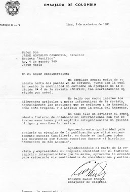 Carta de la Embajada de Colombia
