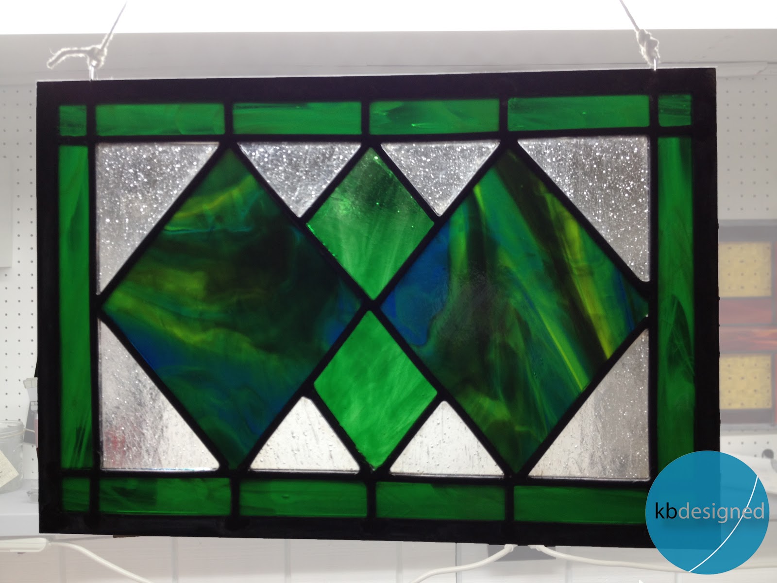 the copper coconut Green Diamonds Stained Glass For Sale!
