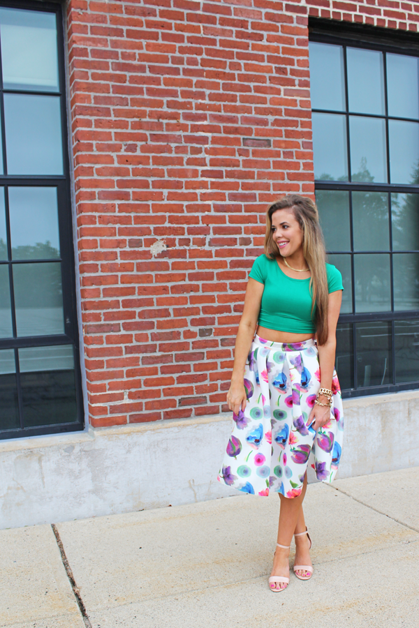 A Mix of Min Lulu's Watercolor Floral Midi Skirt