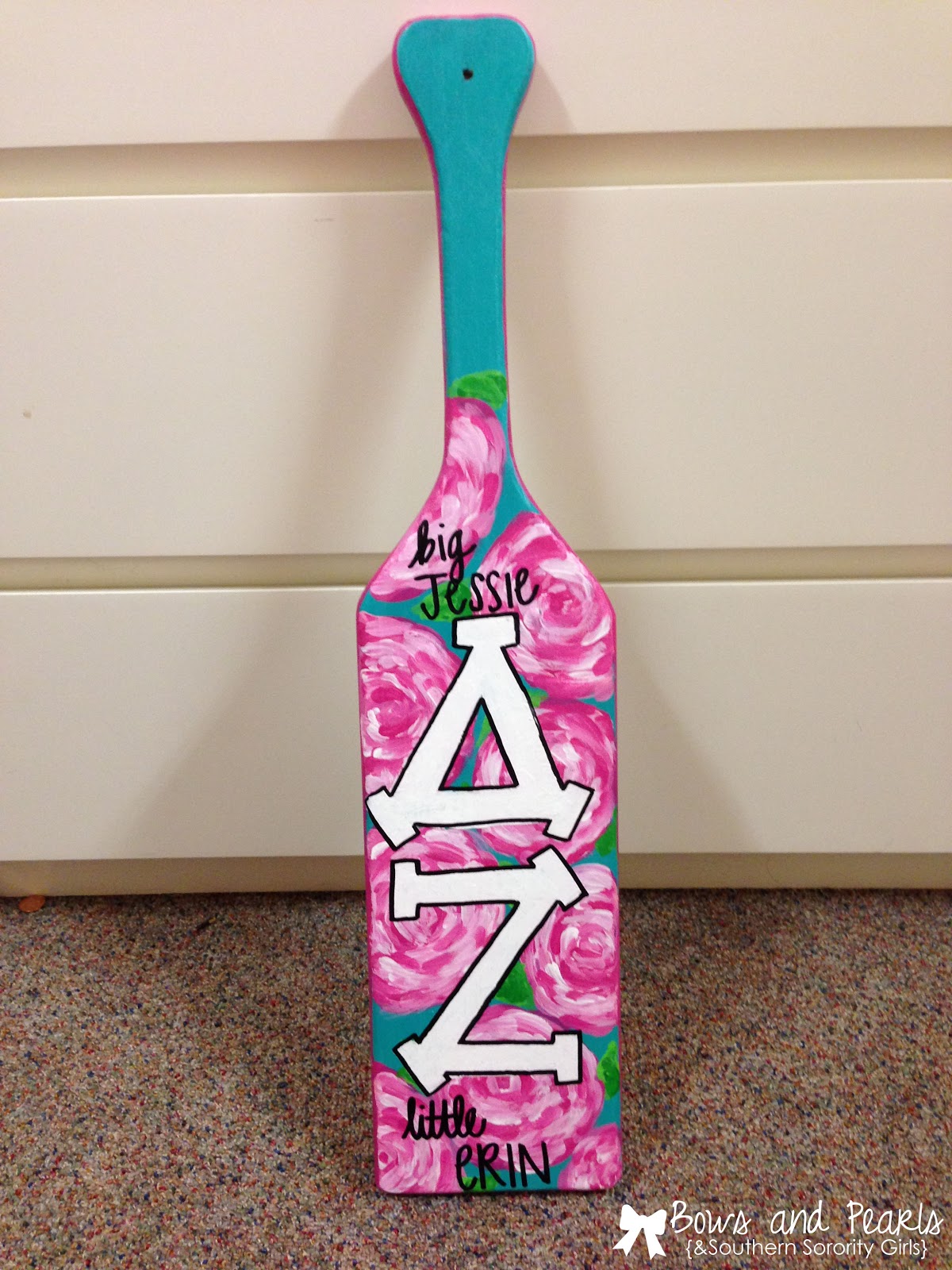 Bows, Pearls & Sorority Girls How to Paint the Best Paddle Ever