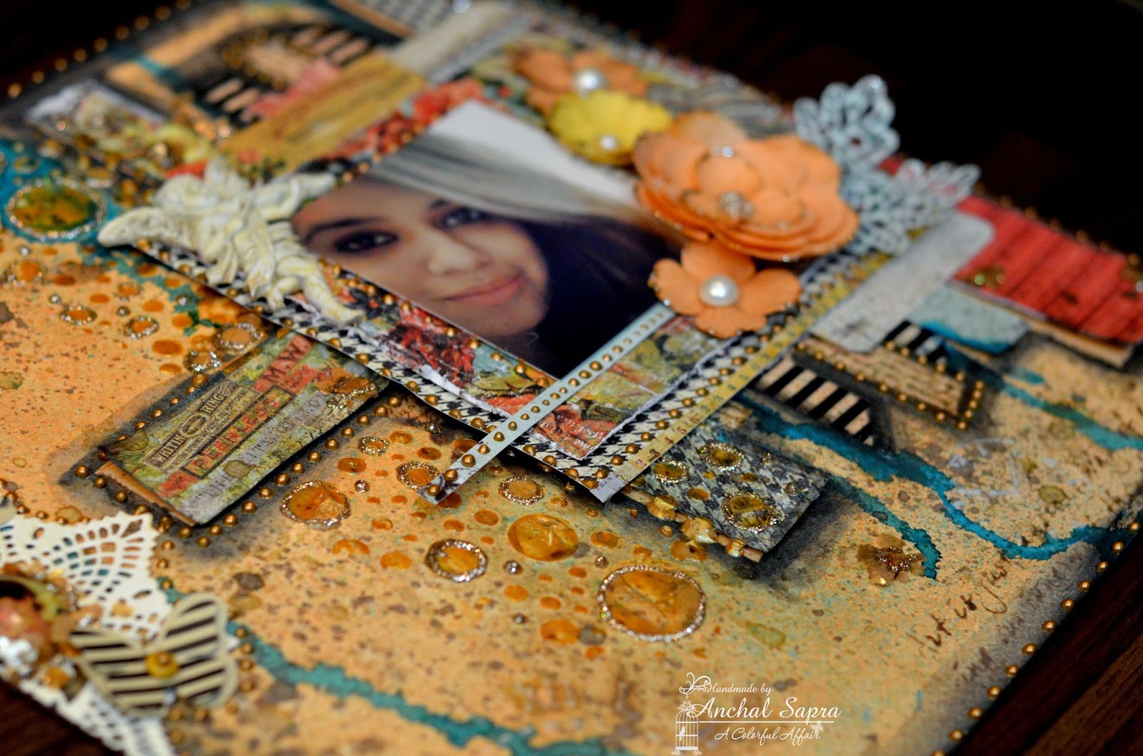A Colourful Affair Mixed Media Scrapbook Layout!