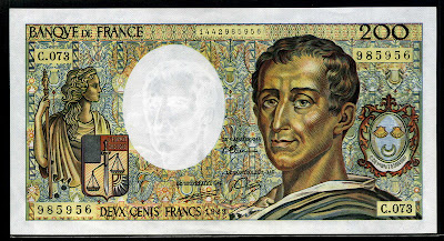 France money currency French Franc euro Montesquieu banknote
