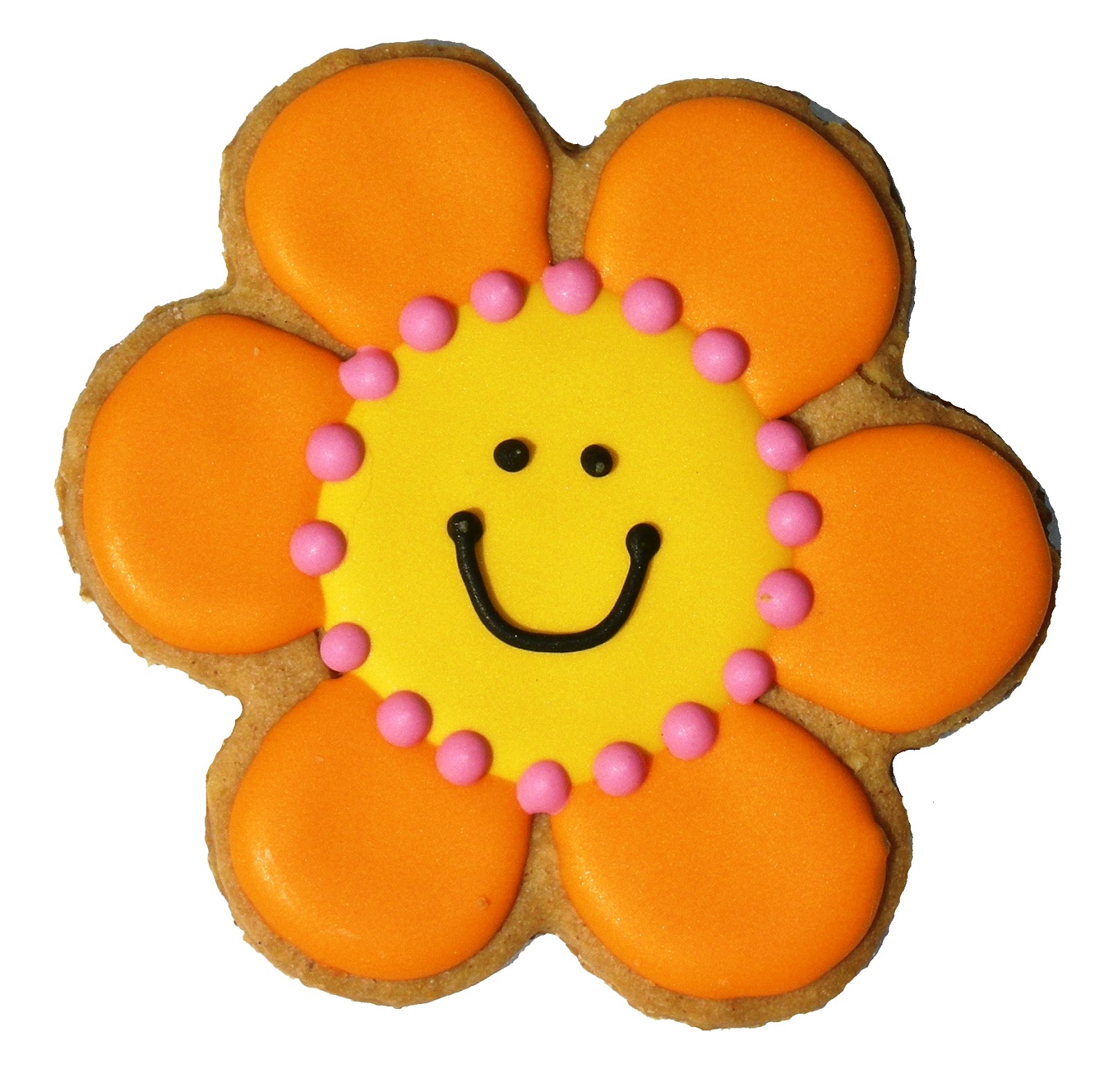 THE GINGER COOKIE HAPPY FACE FLOWER COOKIES