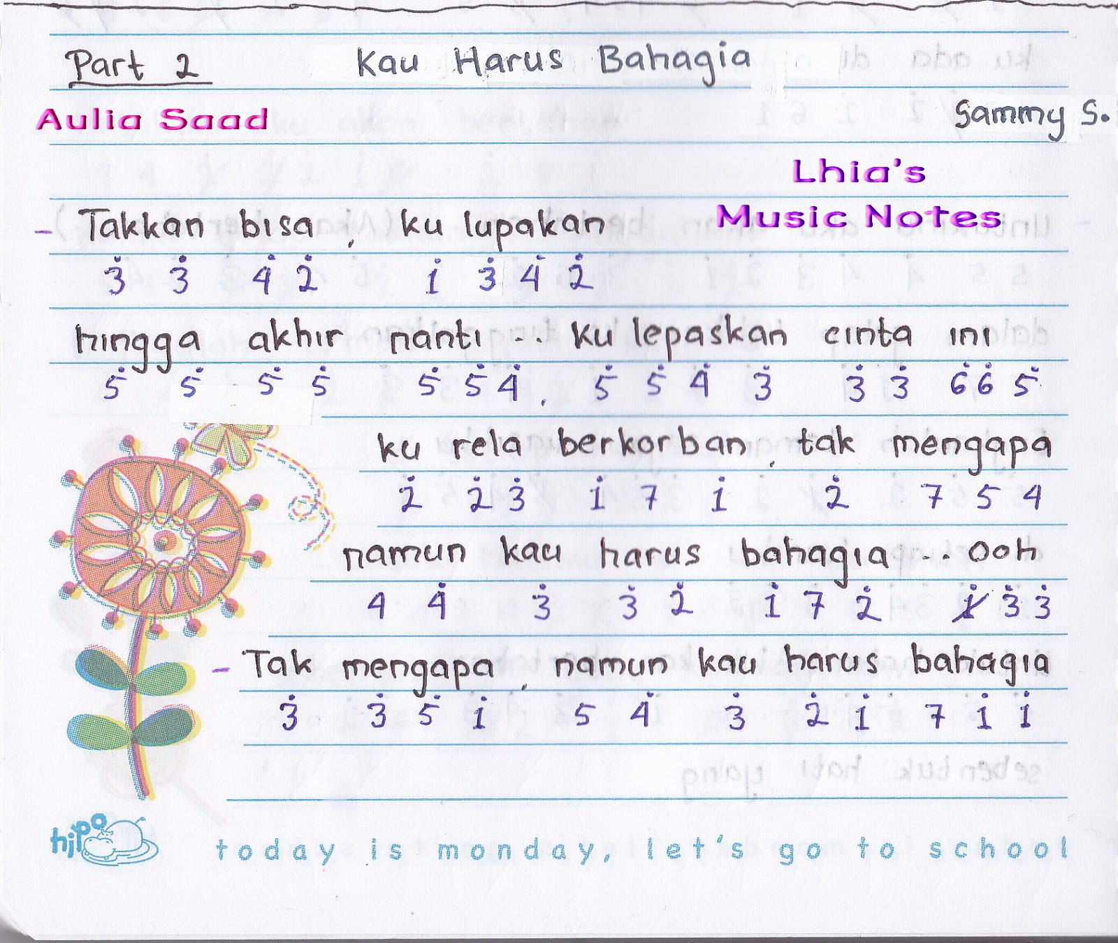 not angka ost. love in paris Lhia�s Music Notes