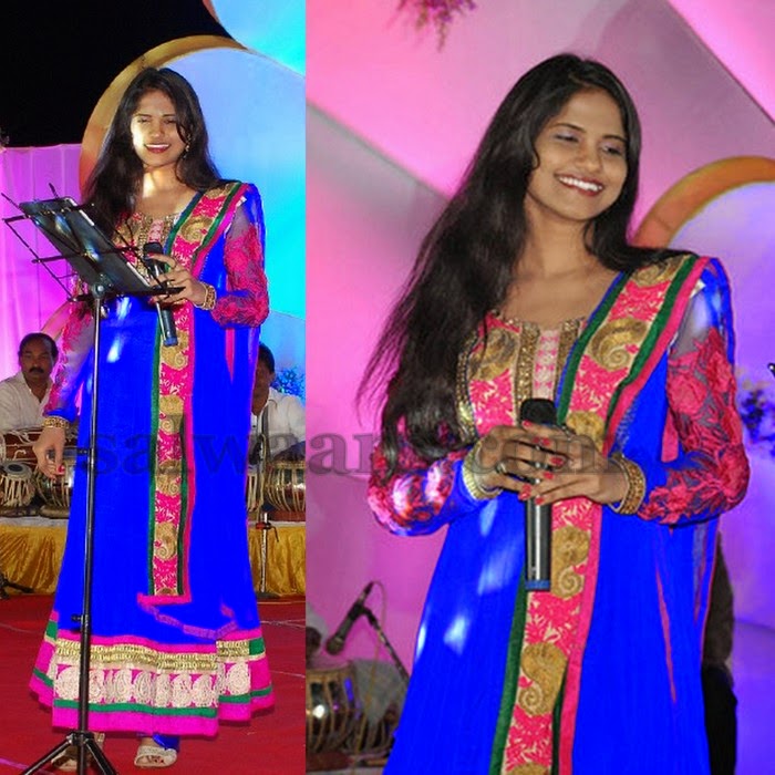Singer in Blue Salwar Kameez