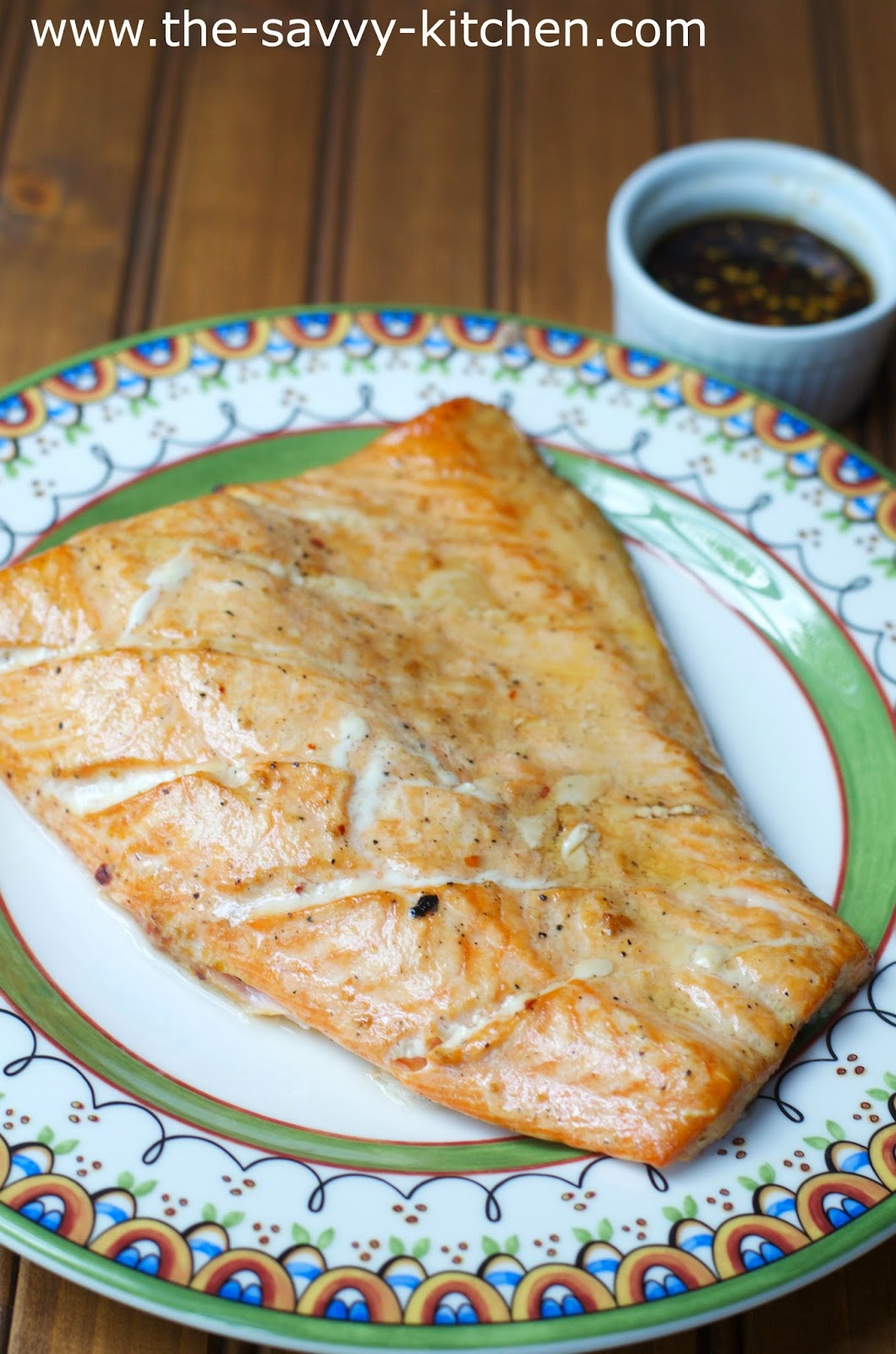 The Savvy Kitchen Grilled Cedar Planked Salmon with a SoyGinger Sauce