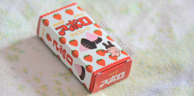 Japan Candy Box Review + Giveaway | Meiji Kotsubu Chocolates Close-up of the adorable packaging on the mini Meiji Kotsubu strawberry chocolates.