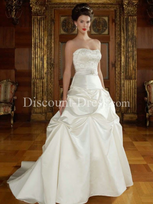  Luxurious Ball Gown Satin Scoop Empire Waist Wedding Gown