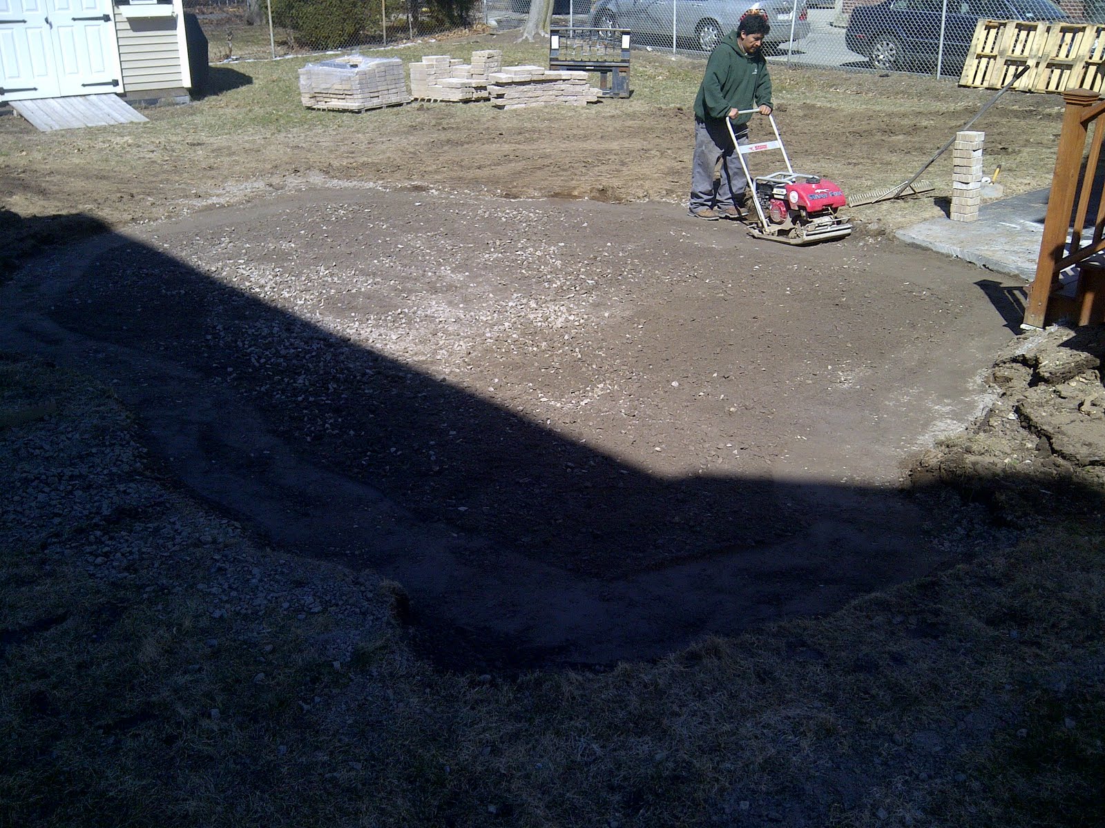 Wakefield, MA Patio and Sitting Wall Before/After Jeff's Landscape Inc.