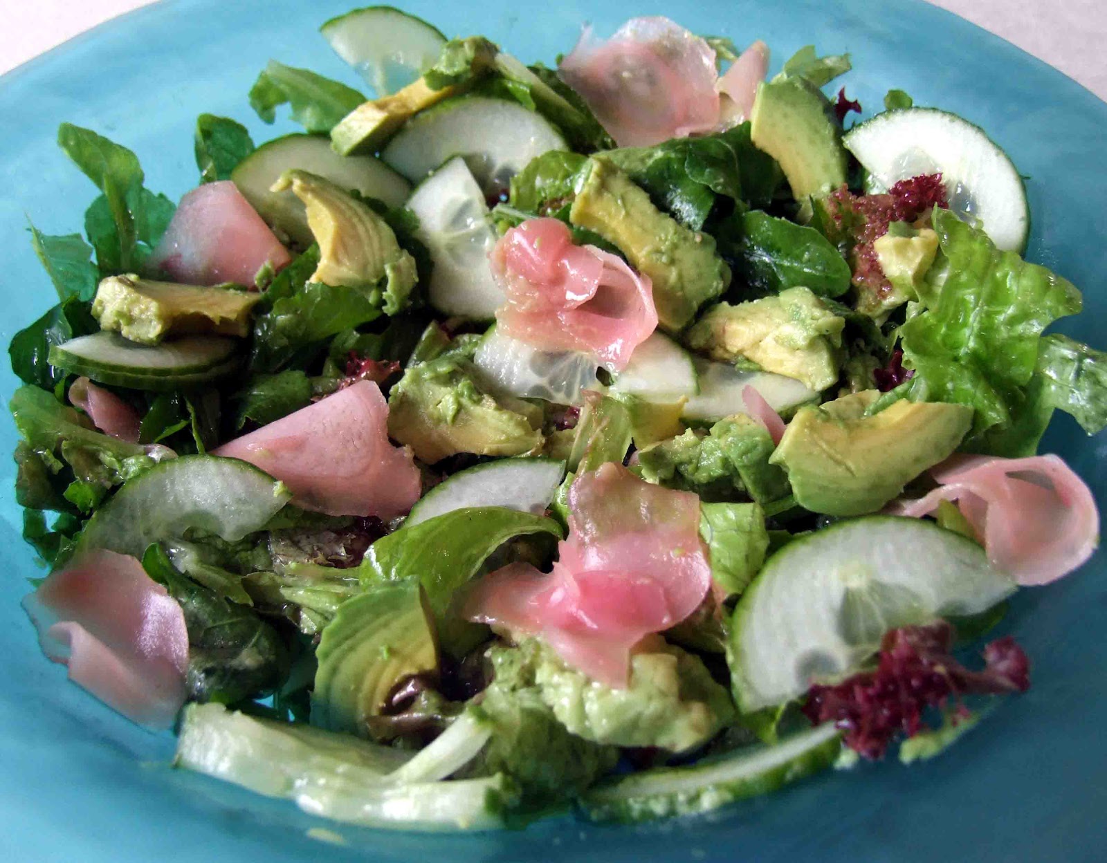 Shoot and Eat Pickled Ginger, Avocado and Cucumber Salad.