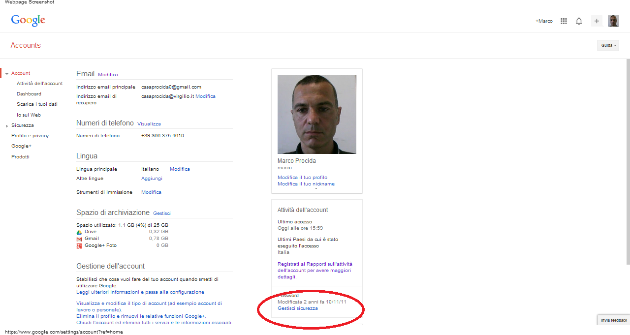 Come modificare password gmail