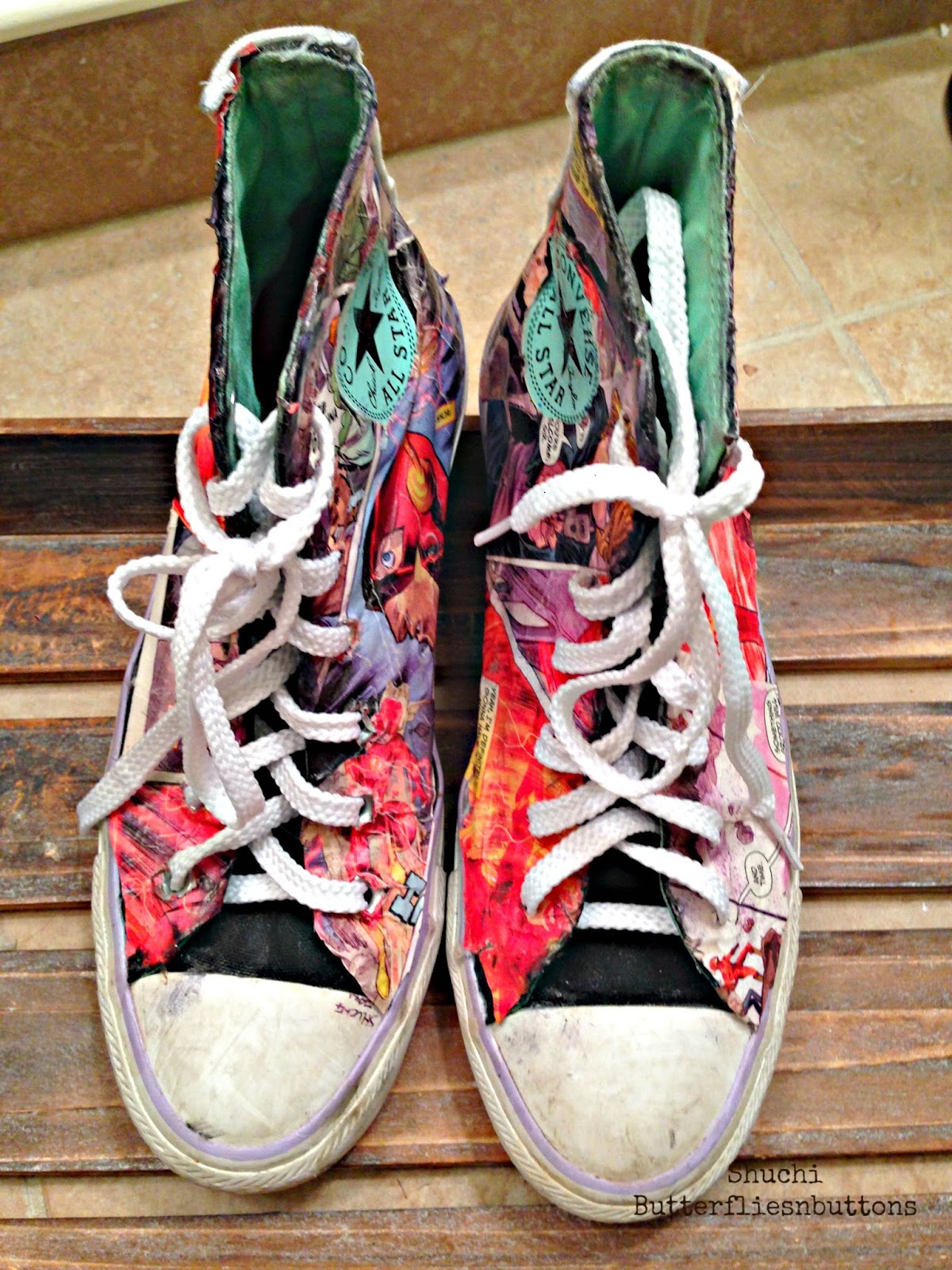 Butterflies N' Buttons Decoupaged Shoes