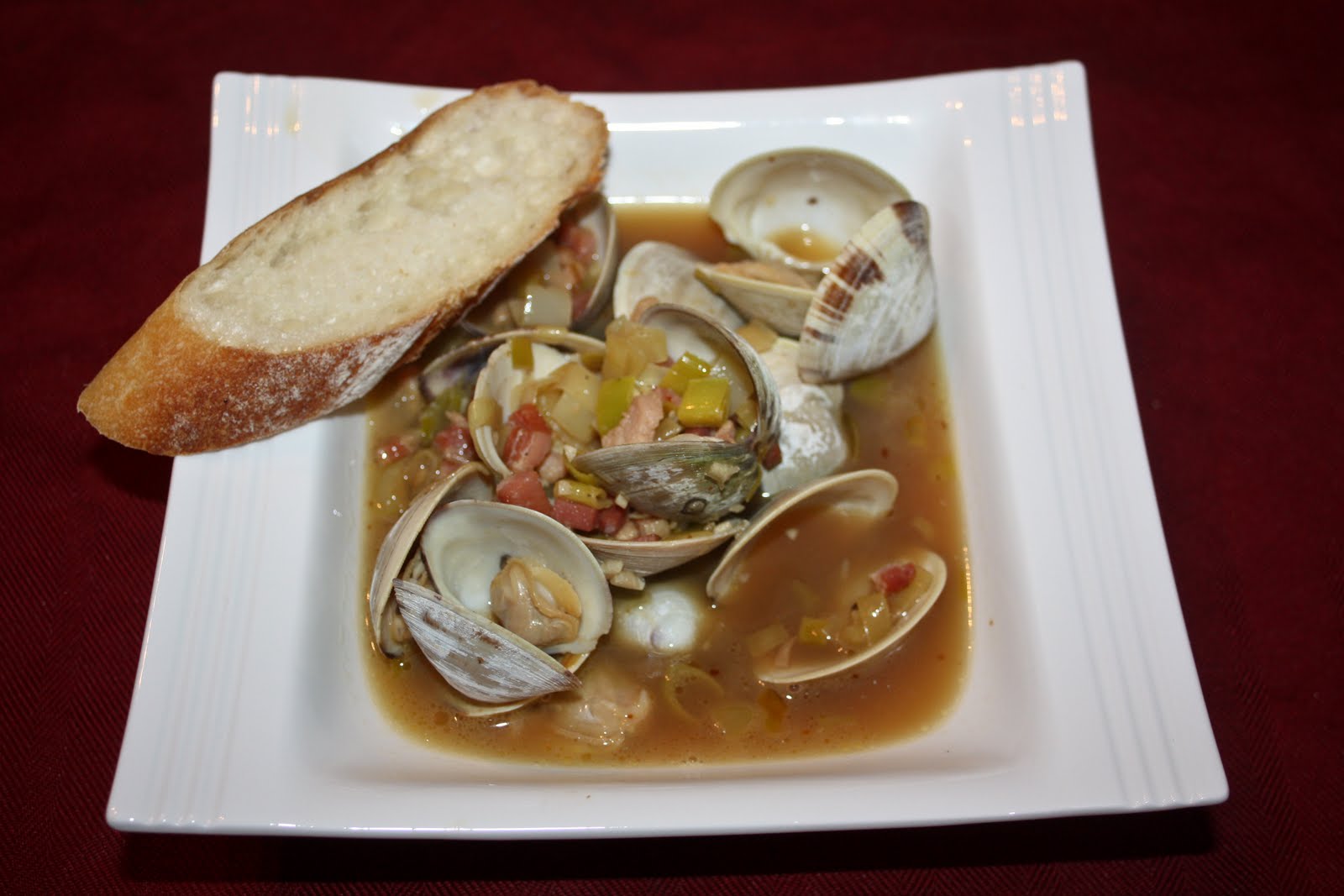 Mission Delish THE BEACH AT HOME Steamed Clams with Pancetta and Leeks