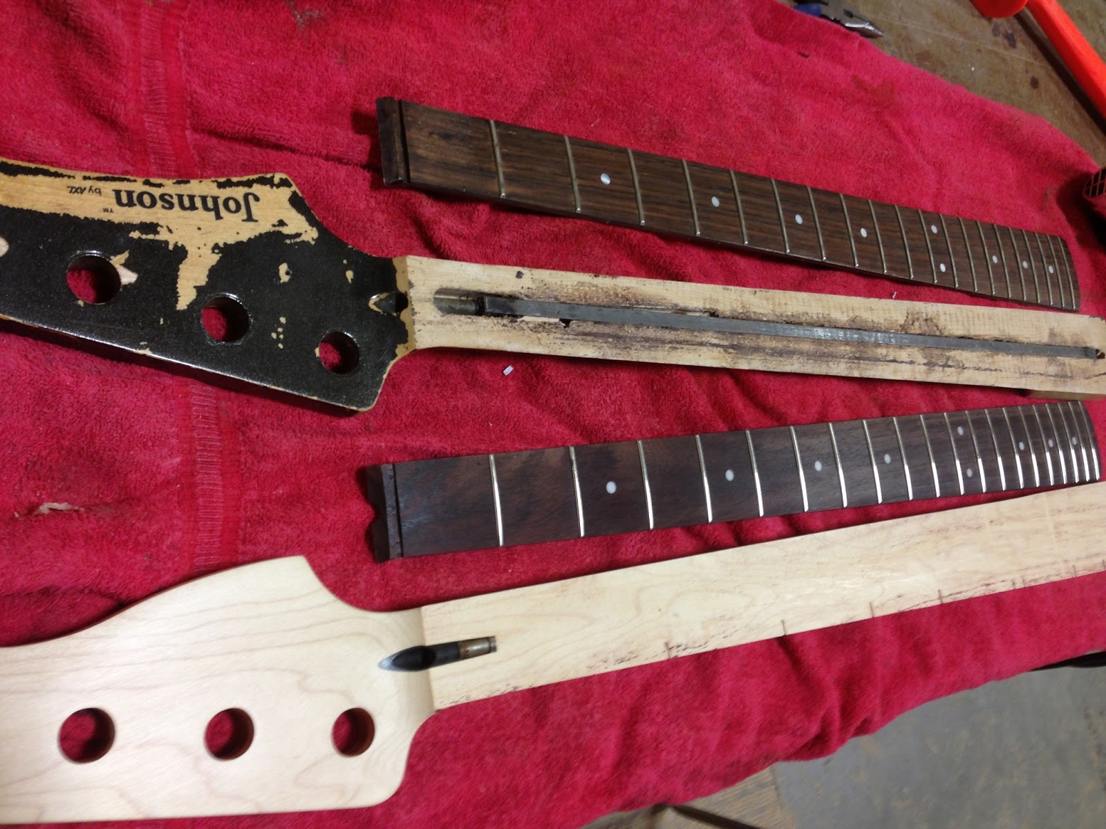 DIYguitarMan LED Guitar 2 Removing a fretboard with heat