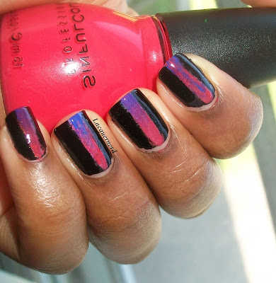 Gradient Stripe over Black Polish