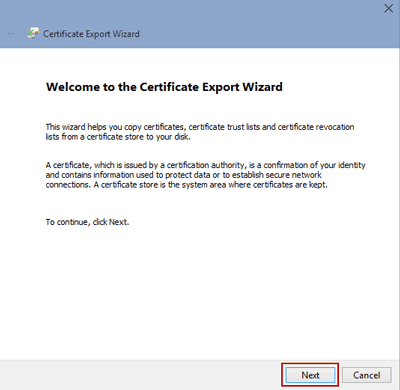 start export file encryption certificate start export file encryption certificate