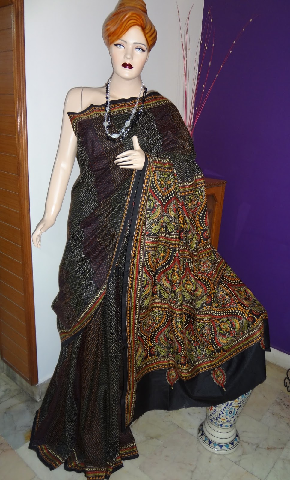 Swarupini REVERSE KANTHA STITCH SILK SAREE with BLOUSE