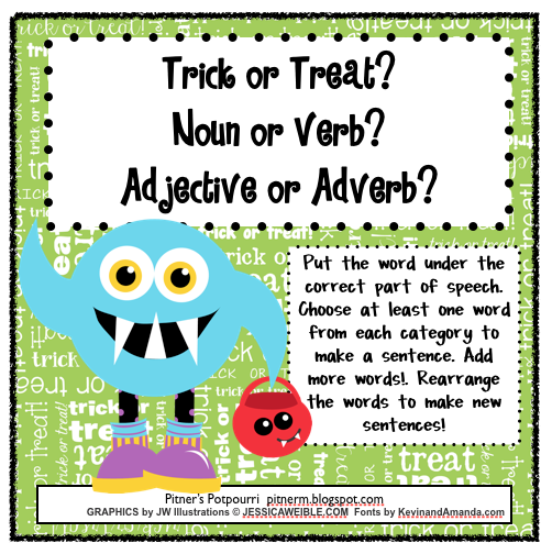 Classroom Freebies Trick or Treat with Parts of Speech