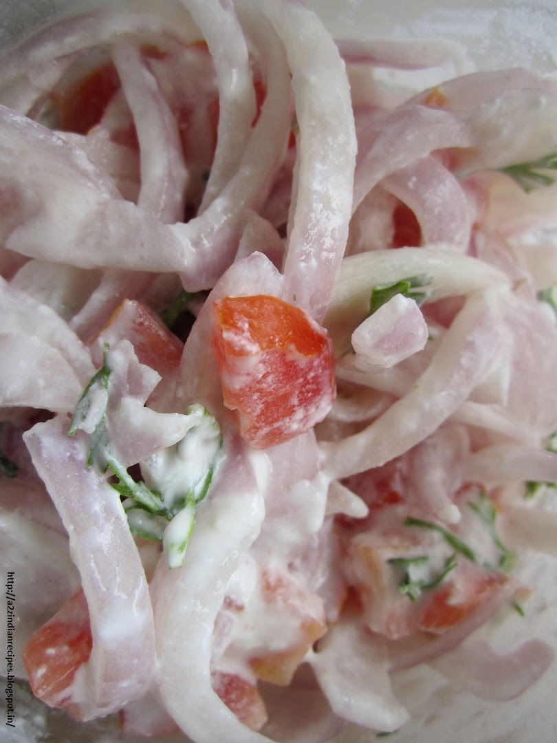 a2zindianrecipes Onion Curd Salad / Dahi Kanda