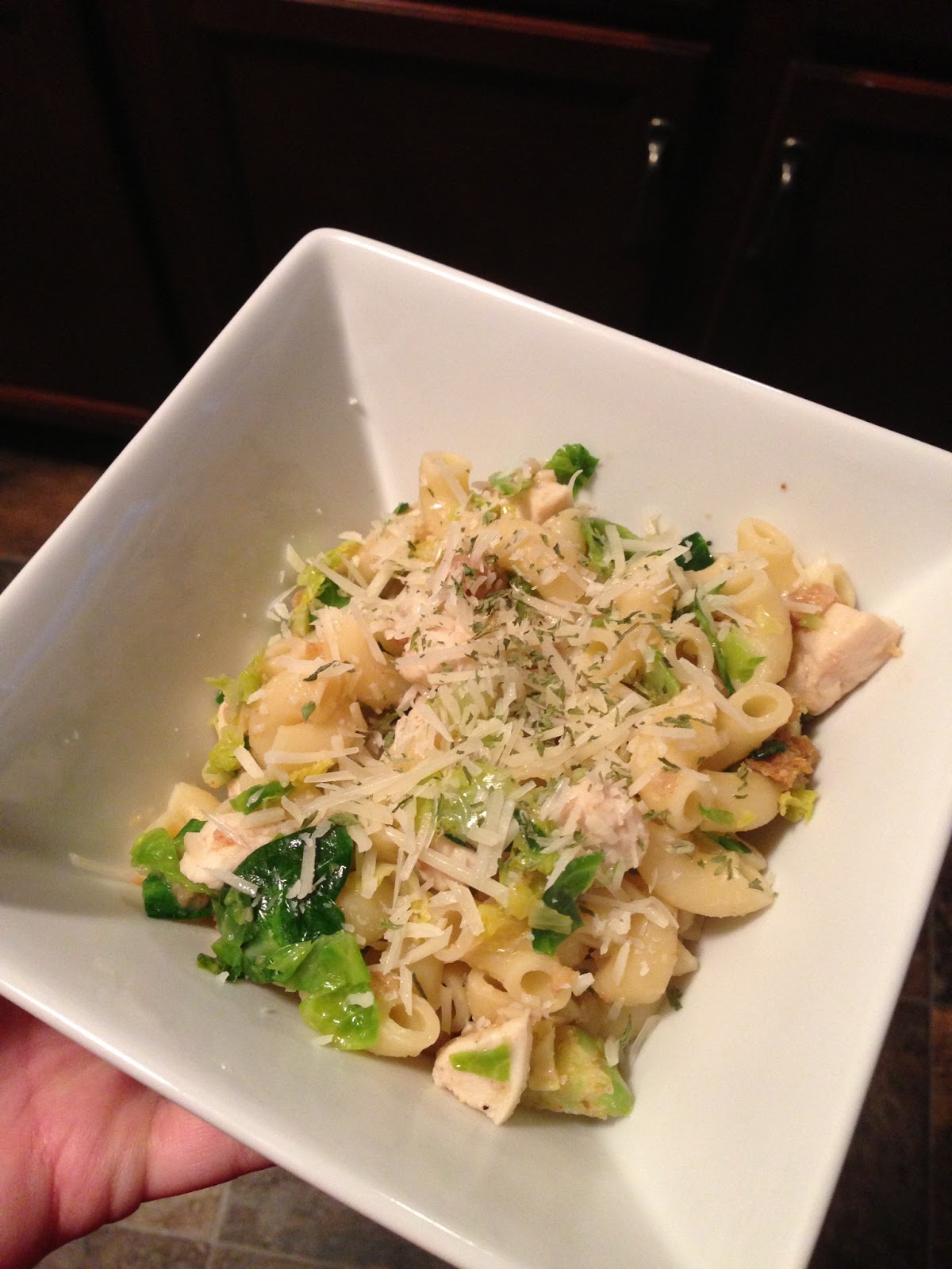 Tawny's Tid Bits Pasta w/ Chicken and Brussels Sprouts